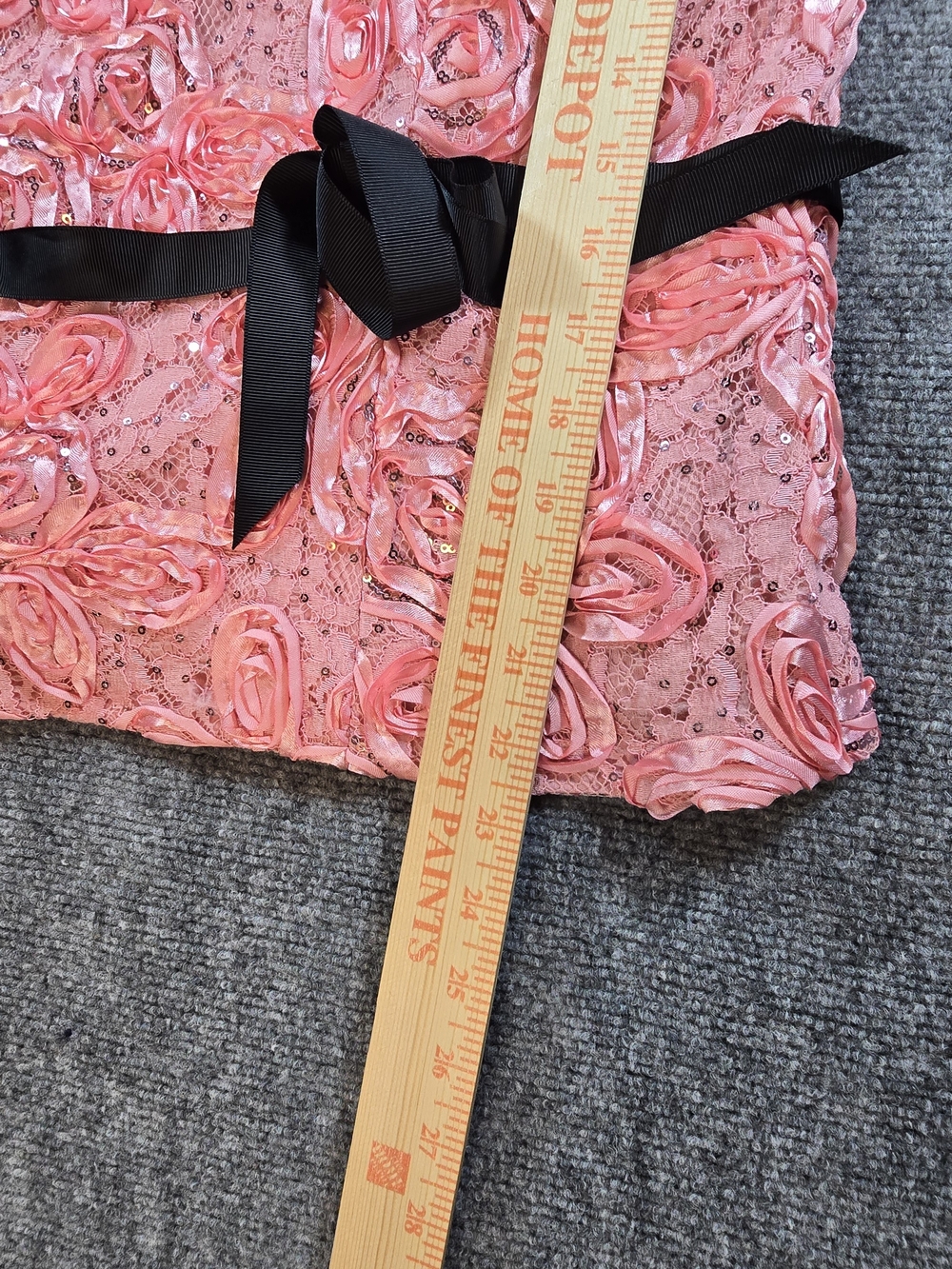Alex Evenings Pink Floral Applique Top Womens Large NWT Ribbon Waist - Picture 5 of 7